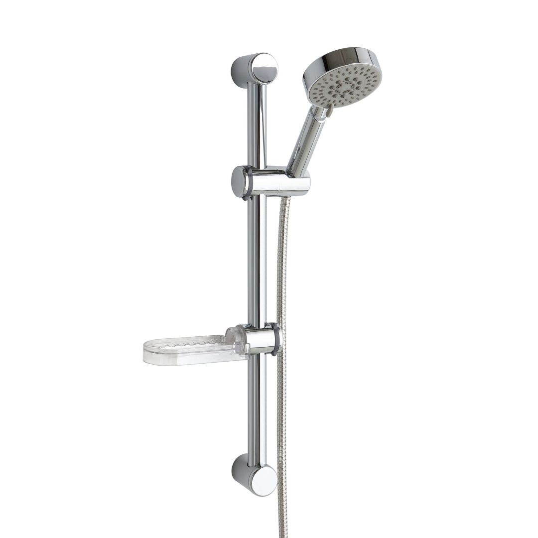 Bară culisantă pentru duș cu suport săpun