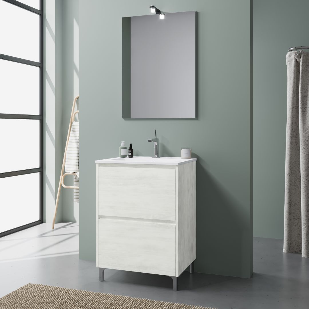 Mobile bagno a terra da 60 cm quercia bianco