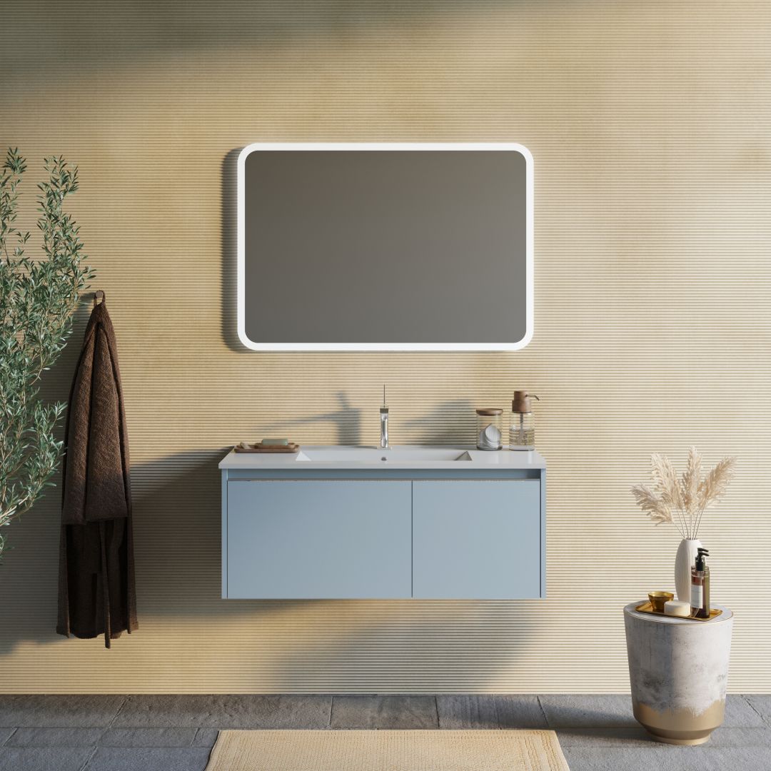Mobile bagno sospeso celeste opaco 